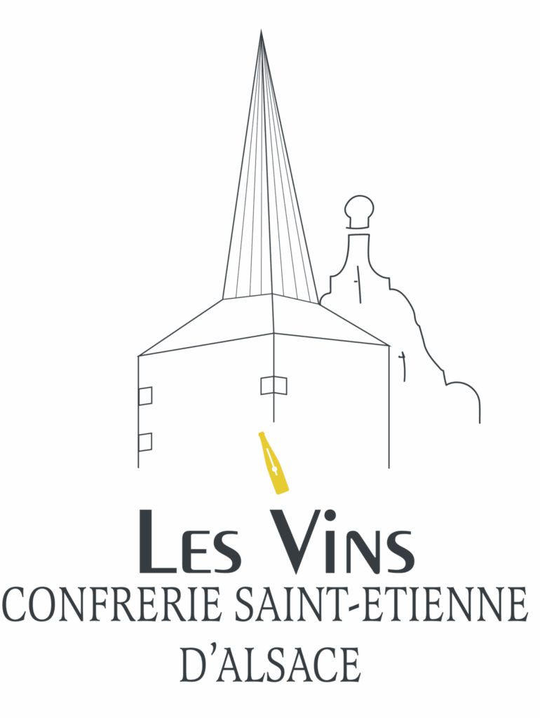 Illustration et logo Les Vins Confrérie Saint-Étienne d'Alsace